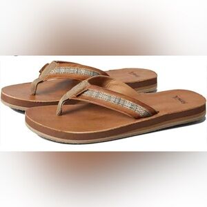 Sanuk mens hullsome artesano st brown flip flops size 9